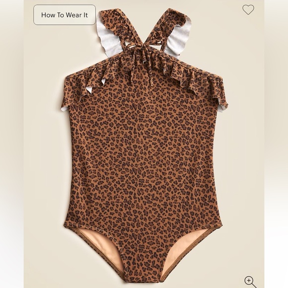 Crewcuts Other - NWT J.Crew Crewcuts Girls' Ruffle Halter-Neck One-Piece Swimsuit- Brown Cheetah